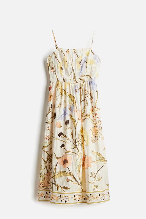 Strappy midi dress - cream/floral