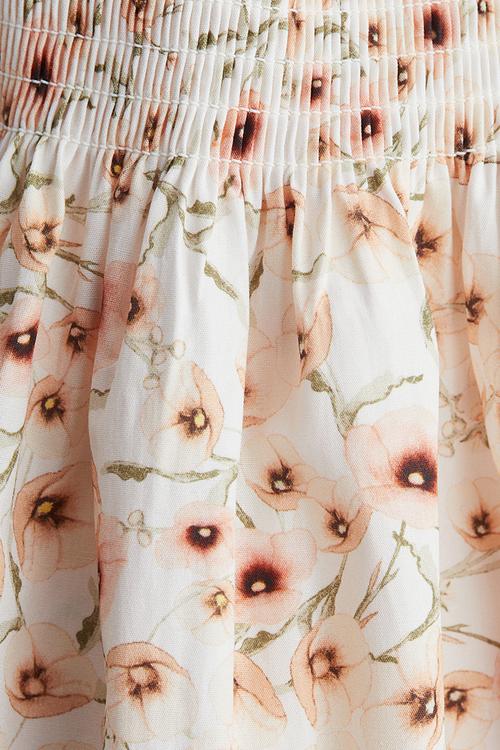 Smock-topped dress - white/floral