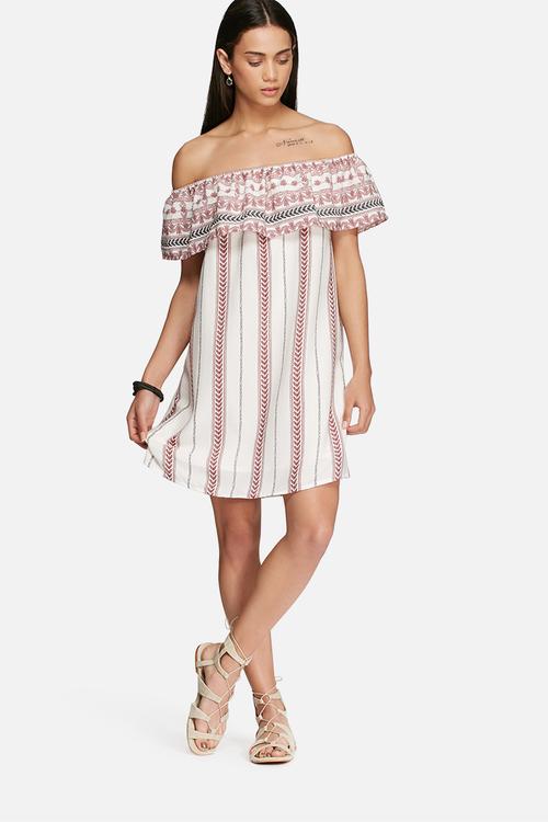 Border off shoulder dress