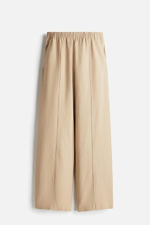 Linen-blend trousers - beige