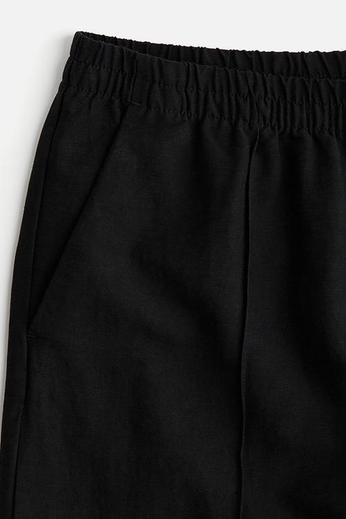 Linen-blend trousers - black