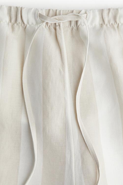Linen-blend drawstring shorts - light beige/striped 