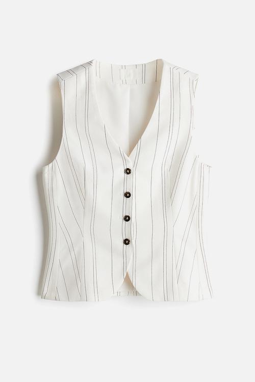 Suit waistcoat - white/pinstriped 