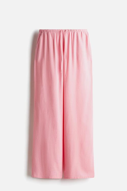 Straight drawstring trousers - light pink 