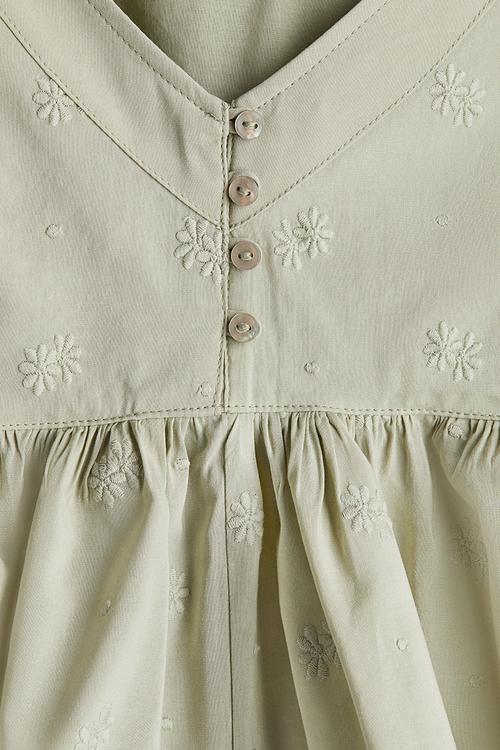Peplum strappy top - light dusty green flowers