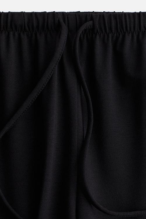 Straight drawstring trousers - black