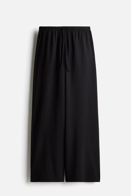 Straight drawstring trousers - black
