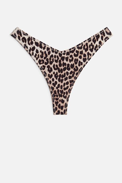 Thong bikini bottoms - light beige leopard print
