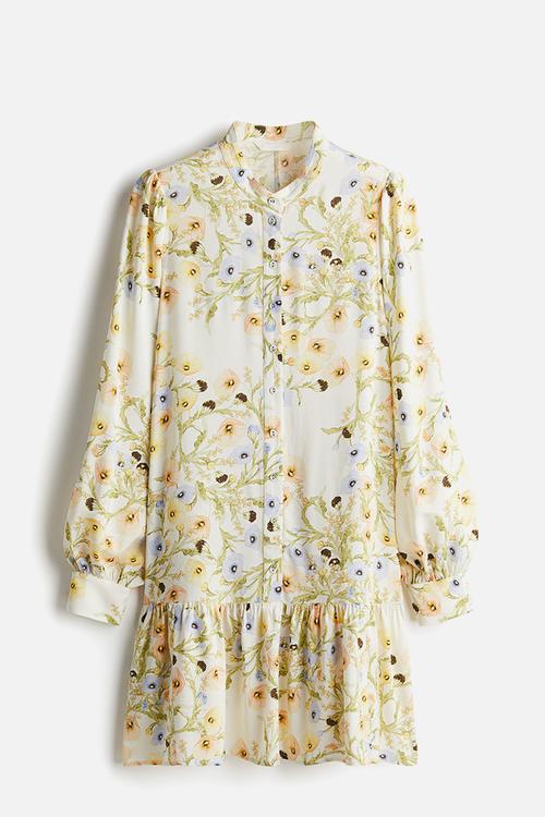 Patterned viscose dress - cream/floral 