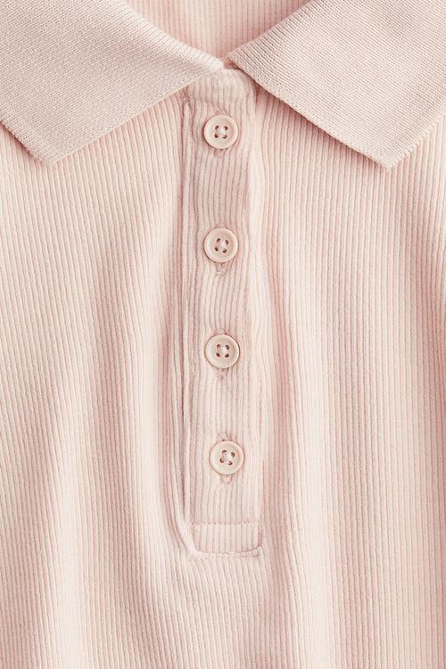 Ribbed polo shirt - light peach pink