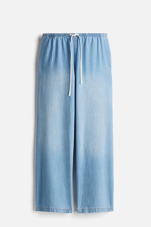 Denim drawstring trousers - light denim blue
