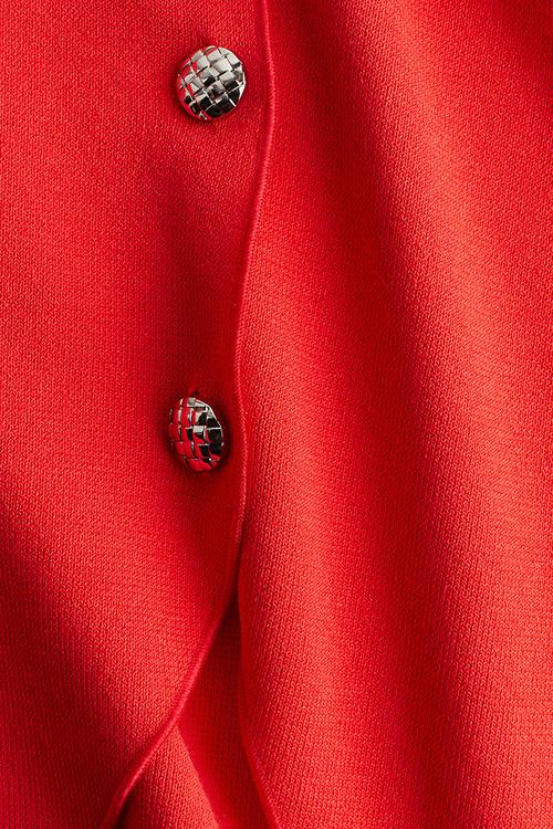 Short-sleeved jersey cardigan - red