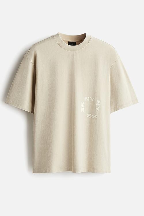 Loose fit washed t-shirt -beige/ny