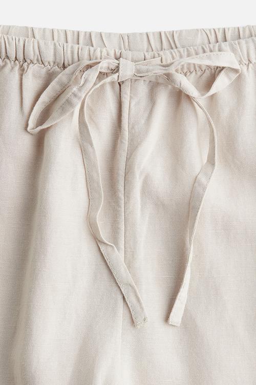 Linen-blend drawstring trousers - light beige