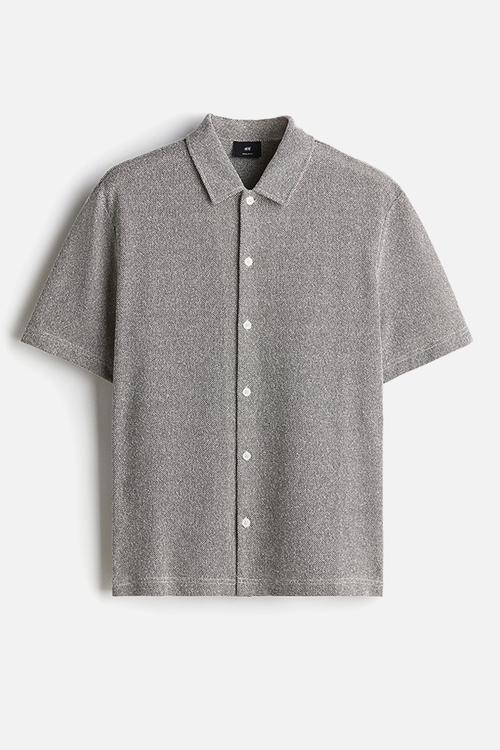 Regular fit short-sleeved piqué shirt - brown