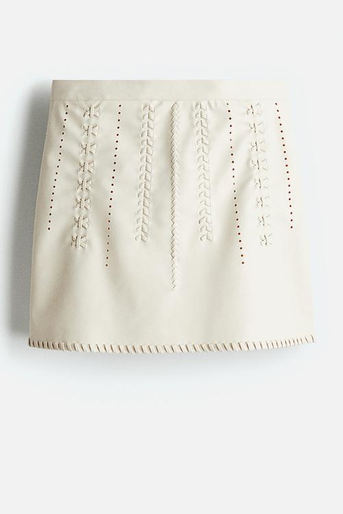 Coated mini skirt - cream