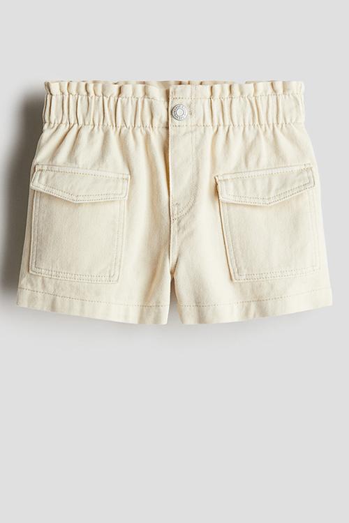 Loose fit denim shorts - beige