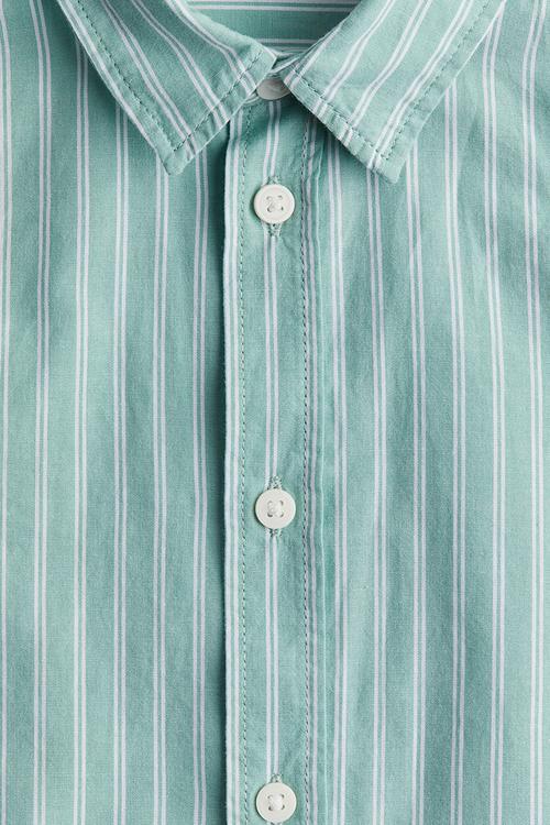 Long-sleeved cotton shirt - light turquoise/striped 