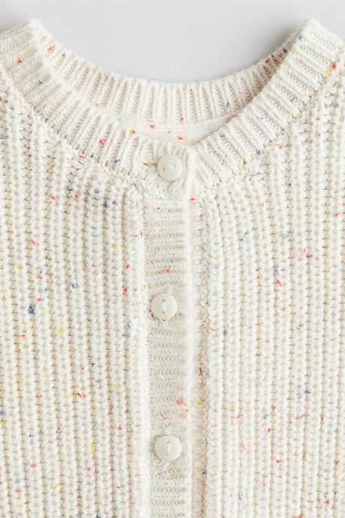 Patent-knit cardigan -  cream/nepped
