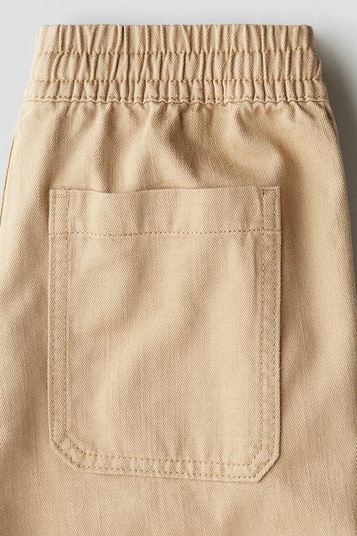 Loose-fit cotton twill trousers - beige
