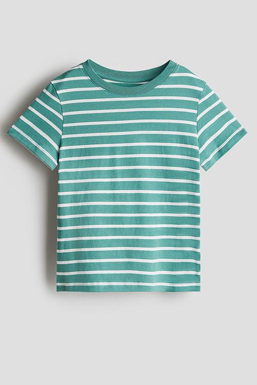Cotton jersey T-shirt - green/striped