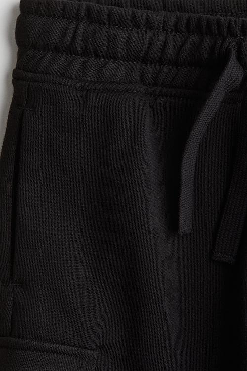 Sweatshirt cargo shorts - black