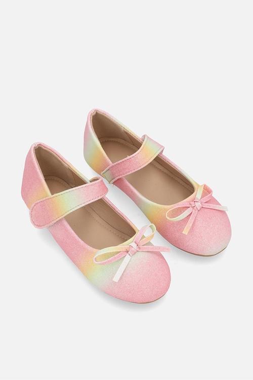 Bow detail glitter pump - pastel multi