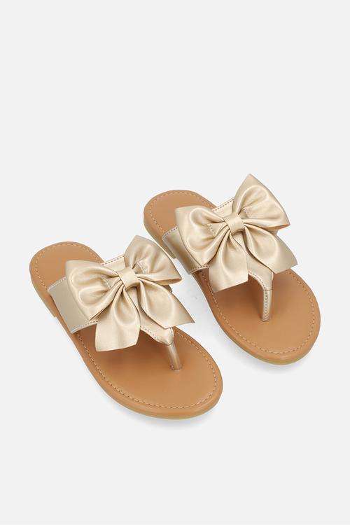 Bow detail thong sandal - gold