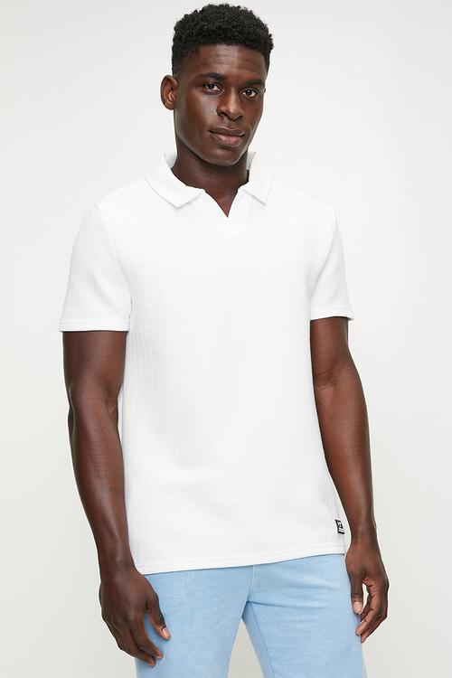 Structure Zip Polo - Bright White