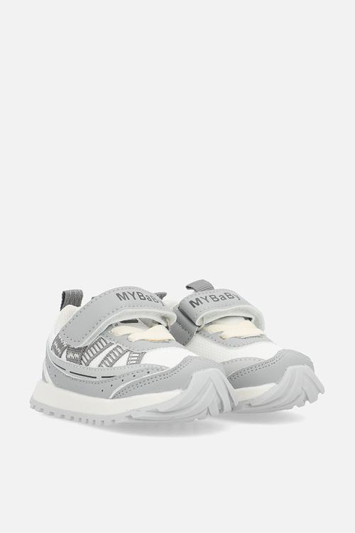 Adjustable fasteners strap sneakers - grey & white