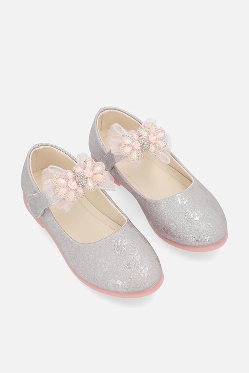 Bow décor glitter pumps - pink