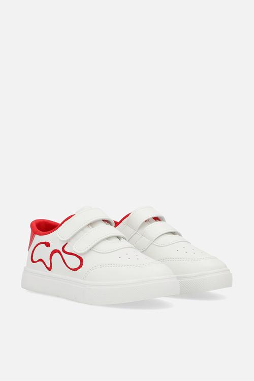 Squiggle casual sneaker - white & red