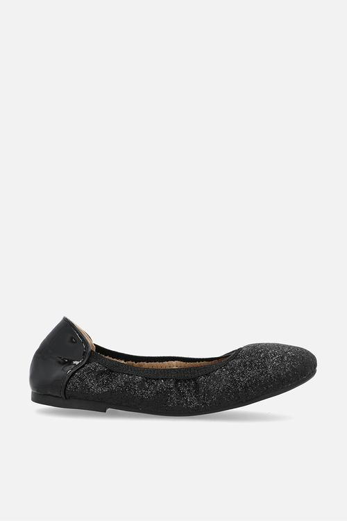 Metallic glitter elasticated pumps - black
