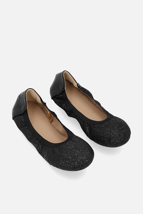 Metallic glitter elasticated pumps - black