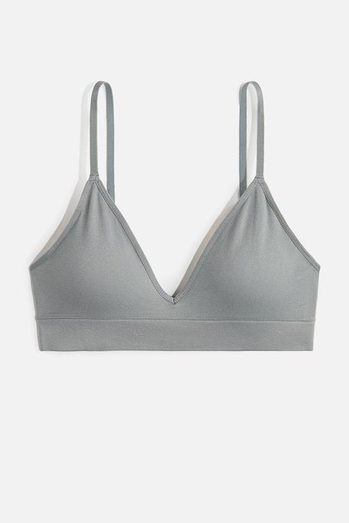 Seamless padded soft bra - grey & green