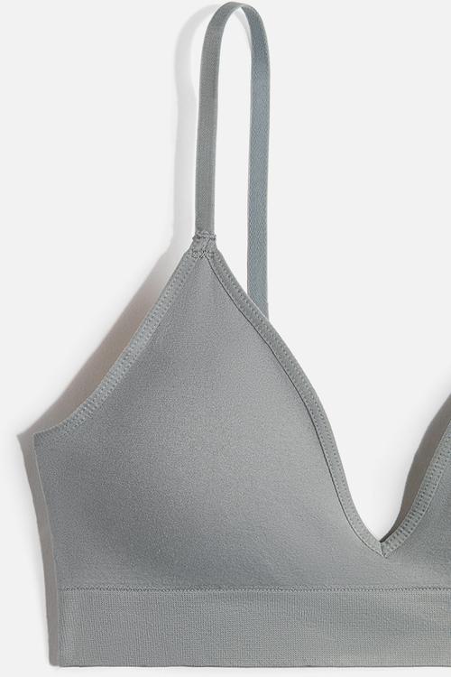 Seamless padded soft bra - grey & green