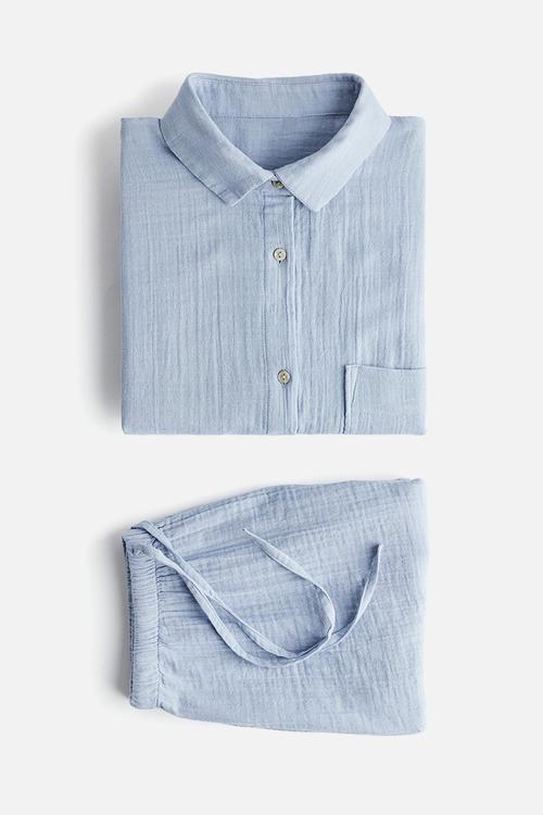 Pyjama shirt and shorts - light dusty blue