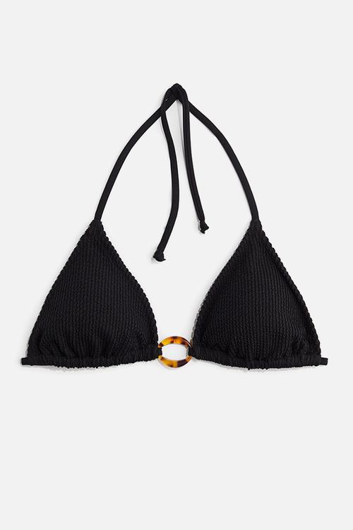 Padded triangle bikini top - black
