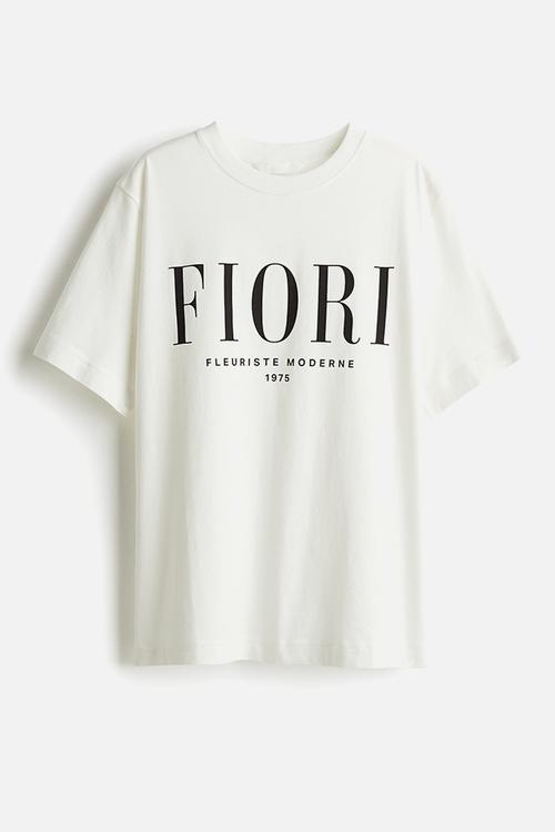 Printed t-shirt - white fiori