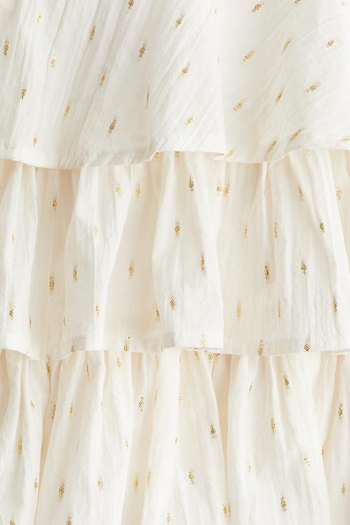 Tiered-skirt strappy dress - cream spotted