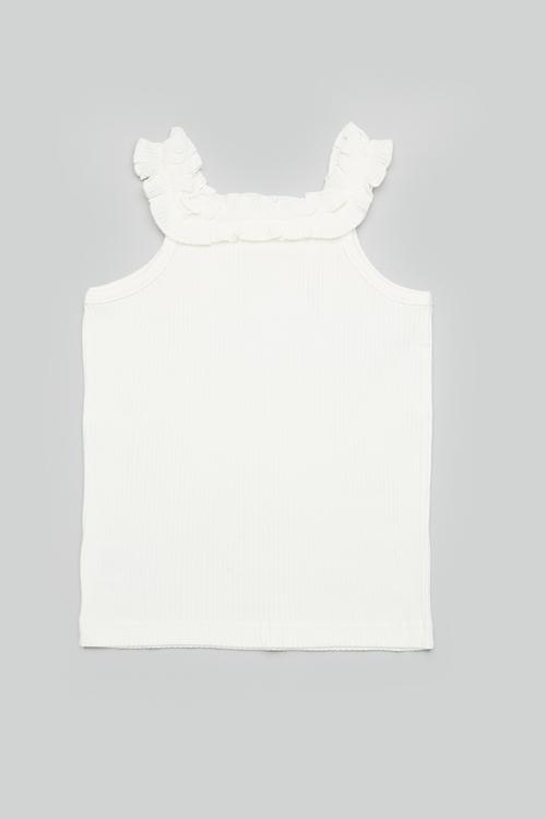 Frilled collar tee-white