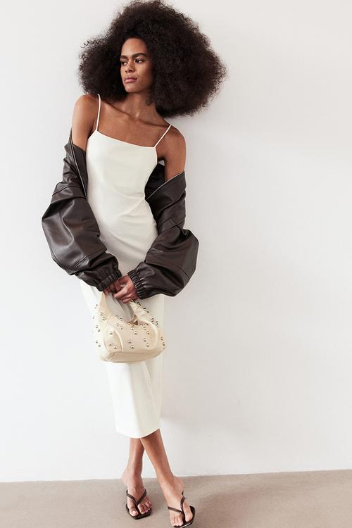 Strappy bodycon dress - cream 