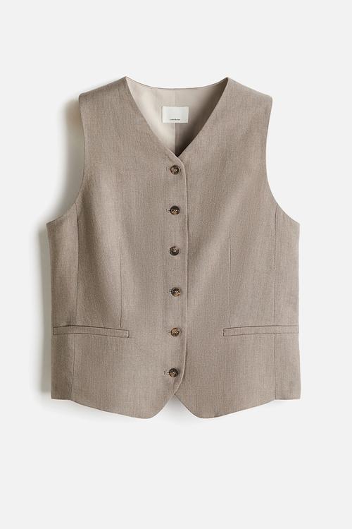 Linen-blend suit waistcoat - greige