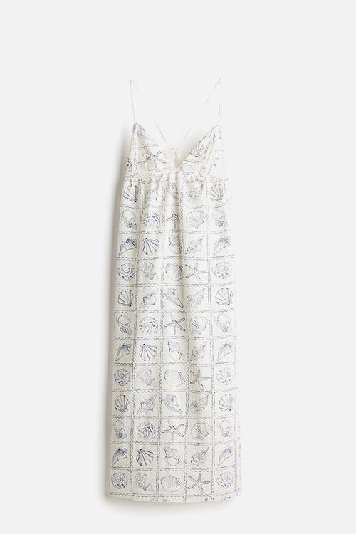 Tie-detail maxi dress - cream seashells