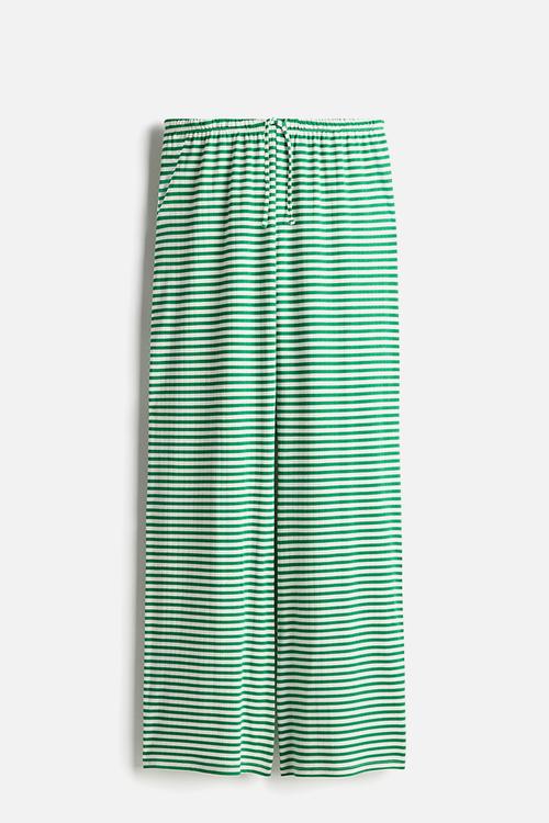 Wide drawstring trousers - green striped