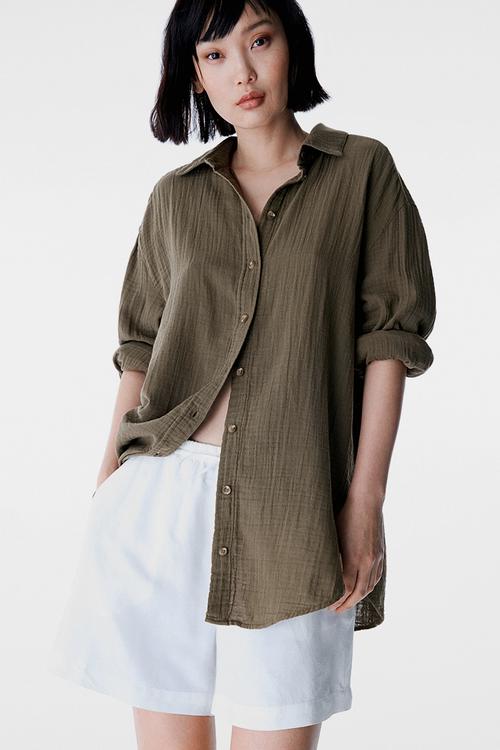 Mama before & after muslin shirt - dark khaki green