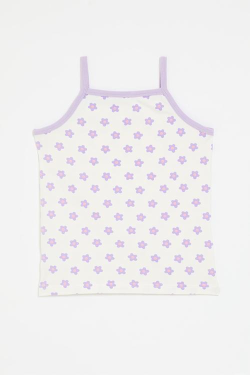 Printed cami tank top - lilac & white