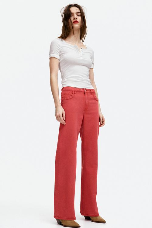 Wide high jeans - red