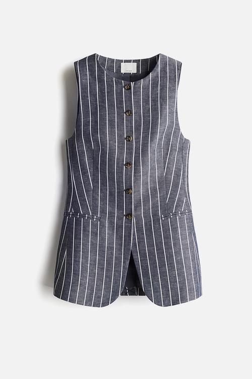 Long suit waistcoat - dark blue striped 