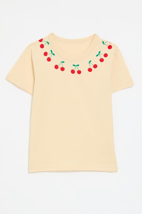 Cherry print tee - ecru
